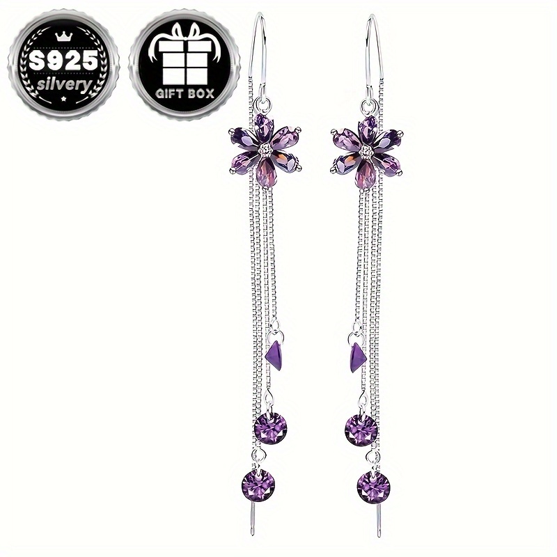 2PC Classic Tassel Stud Earrings 925 Silver Gift Packaging